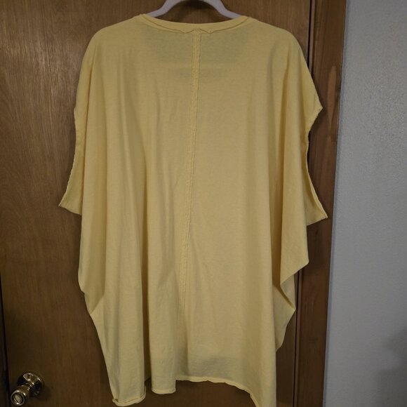 Free People X Ragabond Salty Shasta Tee Womens XL Oversized Yellow EUC - Picture 3 of 5